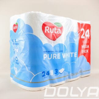 Туалетная бумага "RUTA", двухслойная, на гильзе, белая, 24 шт./уп, 3 уп/ящ.