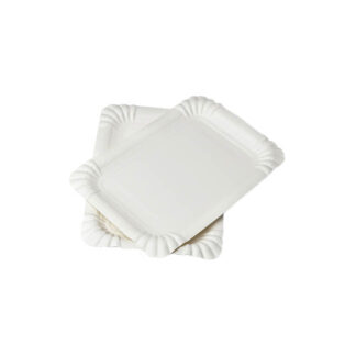Тарелка бумажная, ламинированная, белая, размер 120 * 170мм, 100шт. / Пак (арт. 16998)