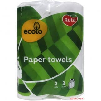 Рушник паперовий Ecolo, Ruta, целюлозний на гільзі 2 рул