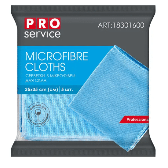 Серветки з мікрофібри для скла "PRO", 5шт/пак (28пак/ящ)